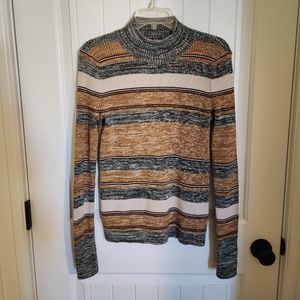 PRANA PEACOCK MULTICOLOR ACADIA RIBBED ORGANIC COTTON SWEATER - SIZE LARGE